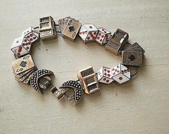 VINTAGE CHARM BRACELET Gambling Theme