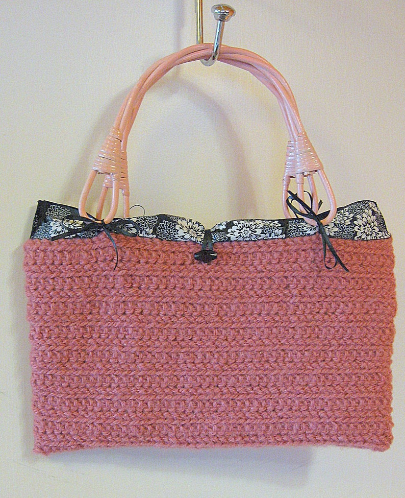 TOP HANDLE BAG Pink Crochet