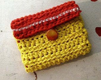 CROCHET ENVELOPE WALLET Yellow and Red