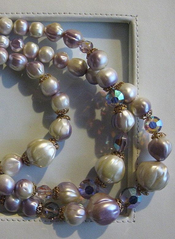 VINTAGE CHOKER NECKLACE Triple Strand - image 3