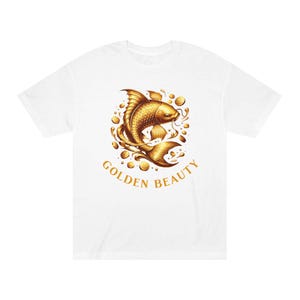 Golden Beauty Koi Fish Unisex Classic Tee, Aesthetic Shirt, Gift for Aquatic Lovers, Relaxed Fit Top, Vibrant Graphic Tee image 2