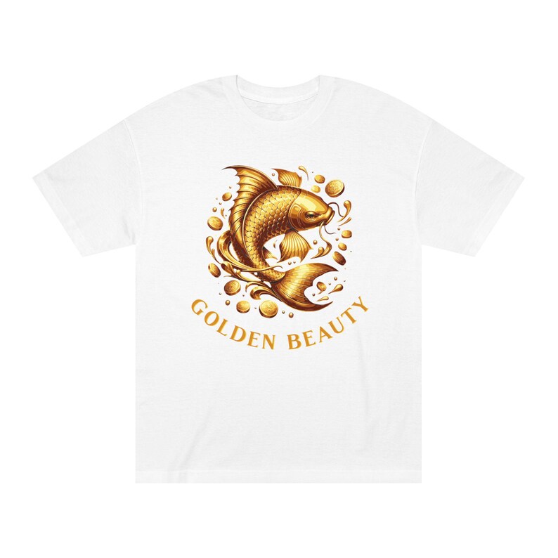Golden Beauty Koi Fish Unisex Classic Tee, Aesthetic Shirt, Gift for Aquatic Lovers, Relaxed Fit Top, Vibrant Graphic Tee image 2