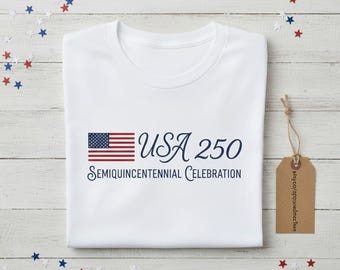 USA 250 Semiquincentennial Shirt, Script Font Patriotic Tee, America 250th Anniversary Celebration, Minimalist 4th of July Outfit