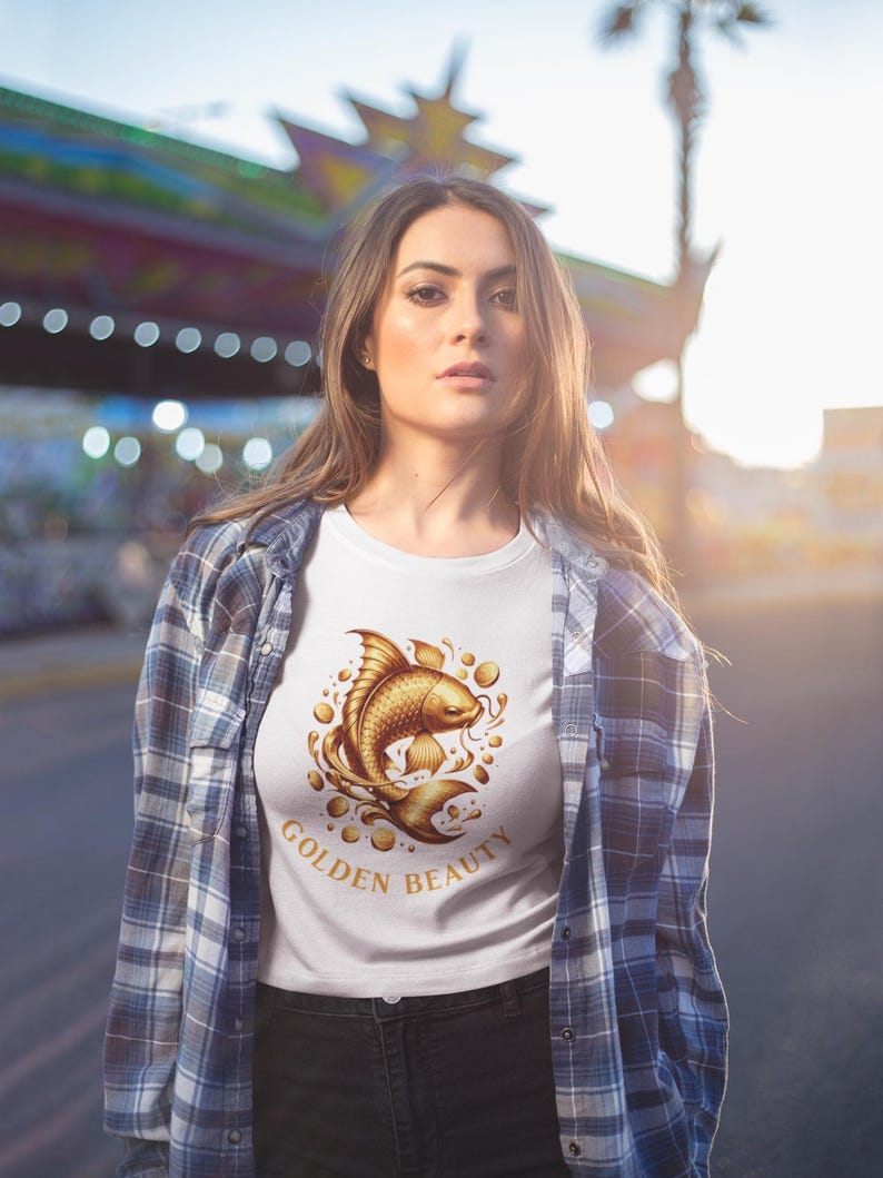 Golden Beauty Koi Fish Unisex Classic Tee, Aesthetic Shirt, Gift for Aquatic Lovers, Relaxed Fit Top, Vibrant Graphic Tee image 6