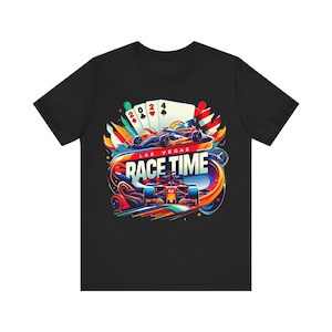 Las Vegas Shirt für Männer und Frauen Perfektes Geschenk für Männer und Frauen Poker Karten Stil Shirt Las Vegas 2024 Buntes T-Shirt Geschwindigkeitsauto-Rennsport-Shirt