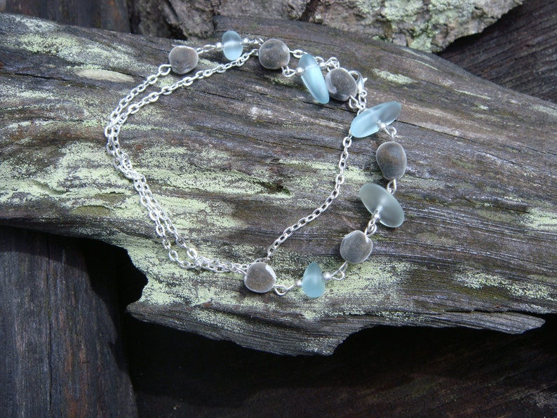 Wire Wrapped African Mgambo Seed and Hawaiian Sea Glass Necklace