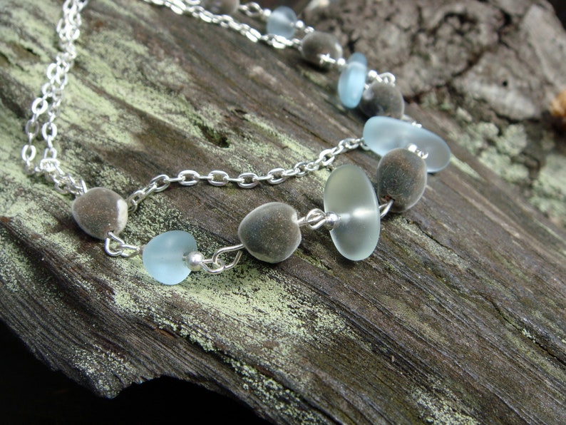 Wire Wrapped African Mgambo Seed and Hawaiian Sea Glass Necklace