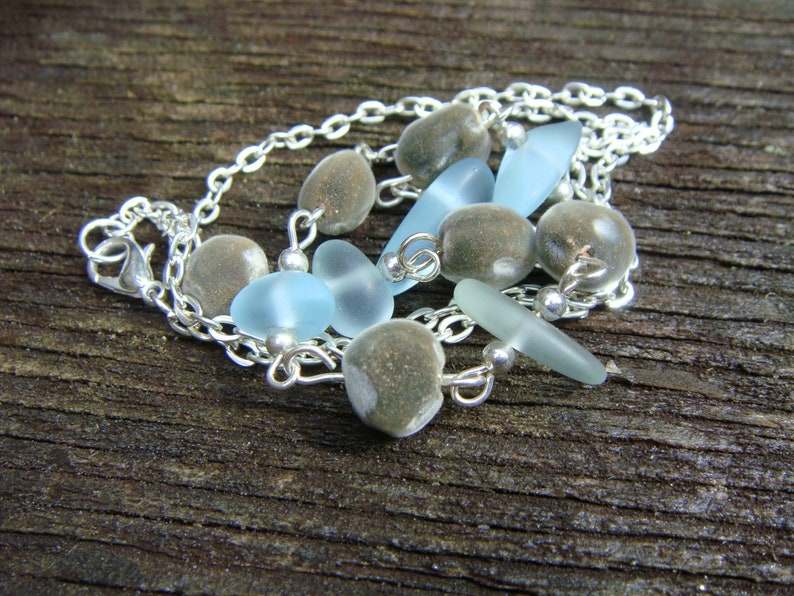 Wire Wrapped African Mgambo Seed and Hawaiian Sea Glass Necklace