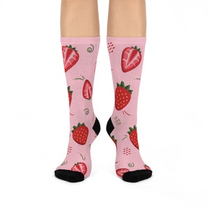Strawberry Socks, Strawberry Lovers, Gift For Her, Gift for Girlfriend, Funky Socks, Cozy Socks, Womens Socks, Mens Socks