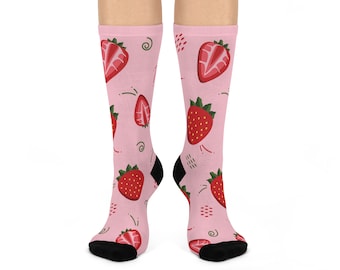 Strawberry Socks, Strawberry Lovers, Gift For Her, Gift for Girlfriend, Funky Socks, Cozy Socks, Womens Socks, Mens Socks