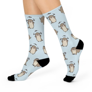 Otter Socks, Otter Lovers Gift, Juggling Otters, Cute Socks, Funky Socks, Cozy Socks, Fun Socks, Gift for Her, Gift for Girlfriend, Gym Sock