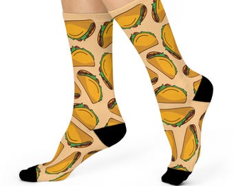 Tasty Taco Socks, Yummy Treats for Your Feets, Funky Socks, Cozy Socks, Fun Socks, Funny Socks, Gift for Taco Lovers, Stocking Stuffer