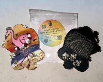 Flamingo navy chief navy pride challenge coin with real sand beach