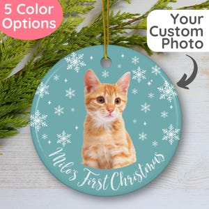 Personalized Cat Picture Christmas Ornament – Custom “My First Christmas” Cat Ornament, Gift for Cat Owners, Gift for Pet Lovers