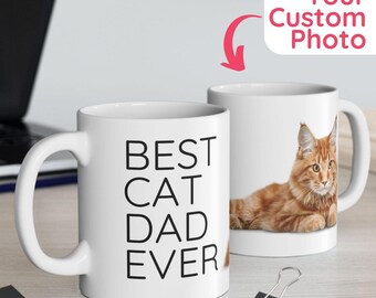 Custom Cat Dad Photo Mug – Personalized Gift for Cat Lovers