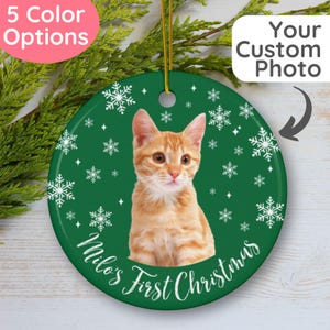 Personalized Cat Picture Christmas Ornament – Custom “My First Christmas” Cat Ornament, Gift for Cat Owners, Gift for Pet Lovers