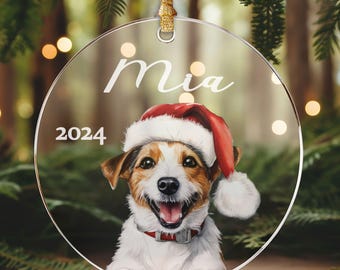 Custom Jack Russell Terrier Ornament, Watercolor Dog, Personalized Pet Gift