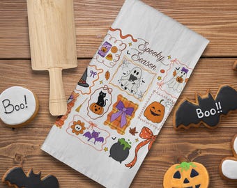 Halloween Tea Towel - Spooky Season Cotton Kitchen Decor