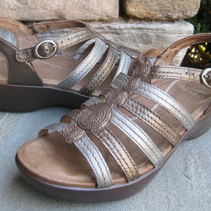knee length dresses for ladies PRADA PEWTER METALLIC ANKLE STRAP HEEL SANDALS SIZE 3.5/36  Whispers Dress  Agency