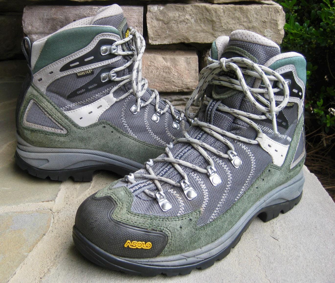 Size 8B ASOLO Women's Hand Sewn 'Fission GV Gore-Tex' Suede/Nylon Mid Hiking Boots ~ Alpine/Black ~ Scarce Model ~ Lightly Worn Condition!