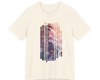 Japanese Style Tshirt Anime Lofi Sunset Kawaii Aesthetic Sunset Cloudscape Stripes Tee | Abstract Landscape T-Shirt