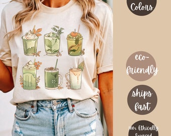 Matcha Latte Shirt Pumpkin Spice Tshirt Couqette T Shirt Comfort Colors T-Shirt Gifts for her Matcha Green Tea Trendy Fall Shirt
