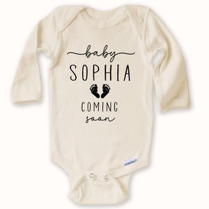 Baby Coming Soon Onesie® - Personalized Baby Announcement Gift - Pregnancy Announcement Baby Onesie® - Custom Baby Name Bodysuit - Baby Gift
