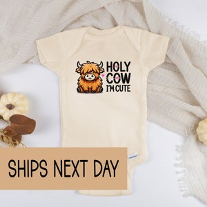 Holy Cow I&#39;m Cute Baby Onesie®, Cute Baby Bodysuit, Adorable Newborn Gift, Farm Baby Announcement.