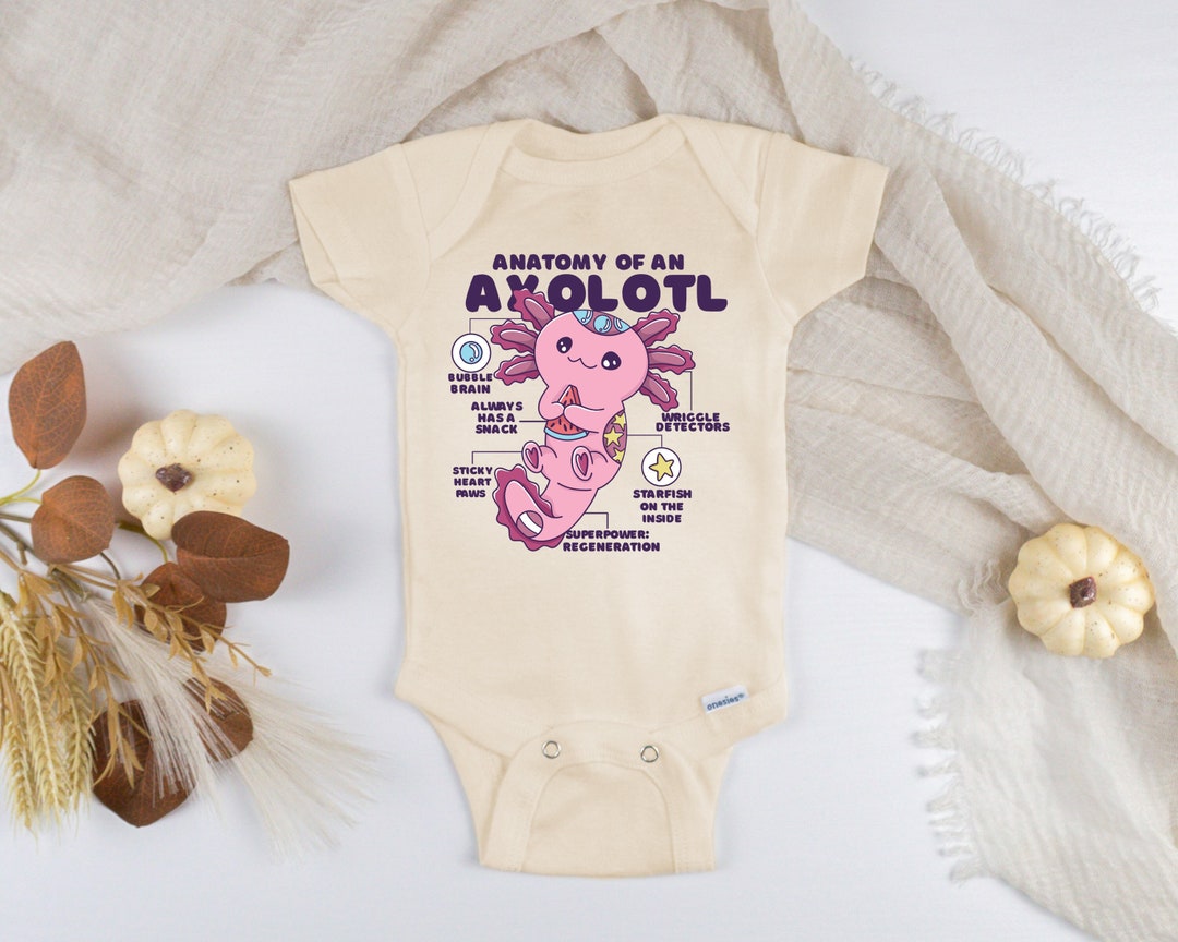 Cute Baby Onesie®, Axolotl Newborn Bodysuit, Kawaii Axolotl Onesie