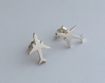 Airplane Sterling Silver Stud Post Earrings