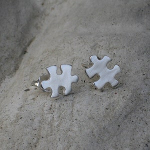 Puzzle Pieces Sterling Silver post stud Earrings