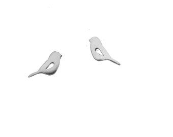 Baby small bird sterling silver stud post earring