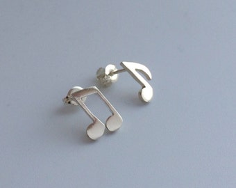 Music Note Sterling silver post stud earrings