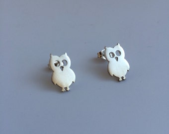 Owl sterling silver stud post earrings