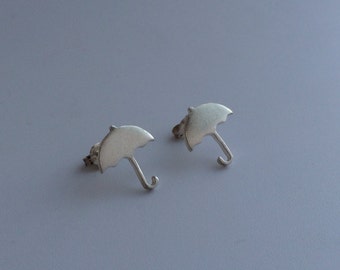 Umbrella sterling silver stud post earrings