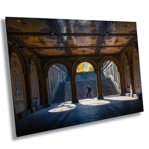 Bethesda Terrace Archway Wall Art - Central Park NYC Architectural Photography - Dramatic Autumn Light for Modern Home Decor