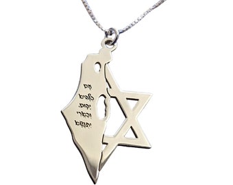 Israel Map Star Of David Necklace, Israel Jewelry, Israel Pendant, Jewish Jewelry, Bat Mitzvah Jewish Gift