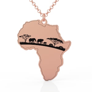 Collana savana africana, collana fauna selvatica africana, elefante africano, savana safari africana, collana savana dorata, ciondolo savana dorato