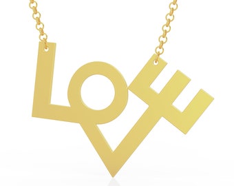 Love Letter Necklace, Love Jewelry for Women, Dainty Love Letter Necklace, Bridesmaid Necklace, Letter Love Necklace, Gold Love Necklace