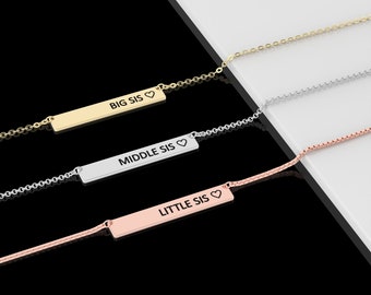 Little Sis Necklace • Big Sis Necklace • Middle Sister Necklace