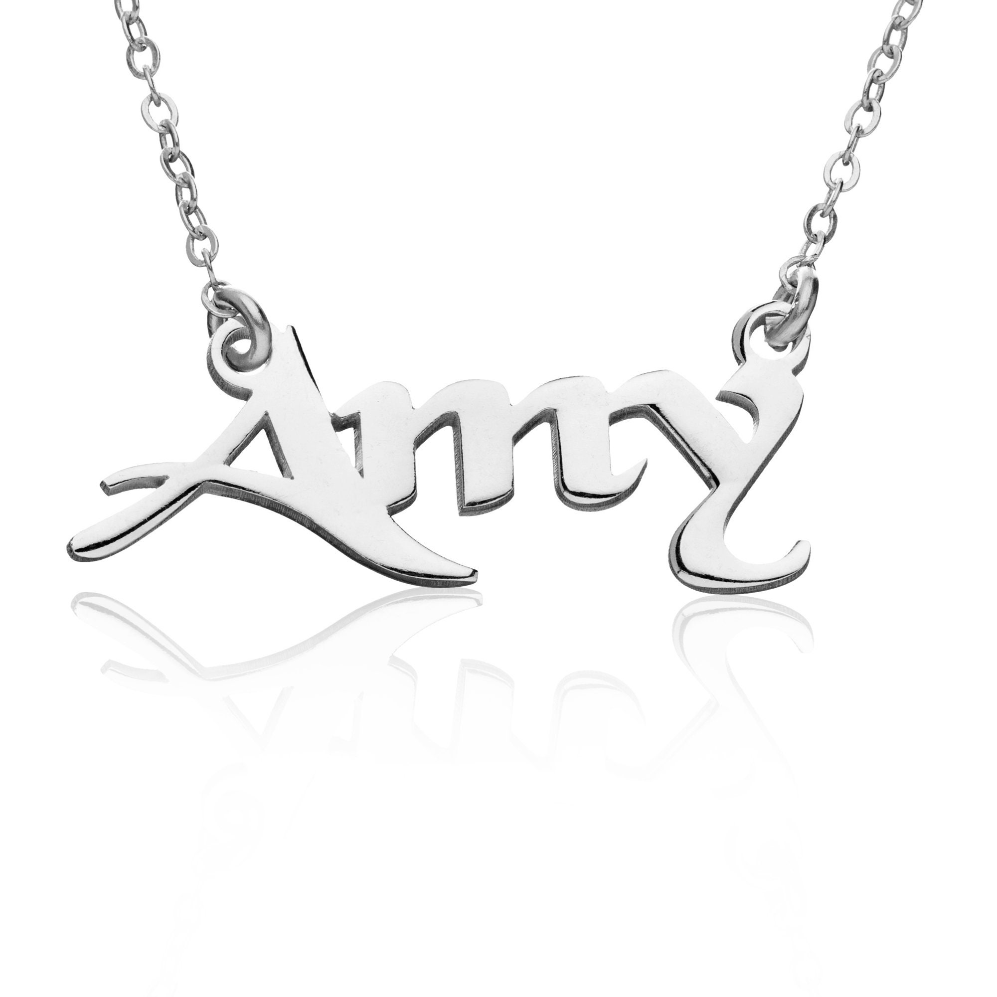 Silver Name Necklace Nameplate Necklace Baby Name Necklace Etsy