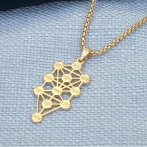 Kabbalah Tree of Life Necklace – Gold Plated Judaica Pendant, Spiritual Jewish Faith Jewelry
