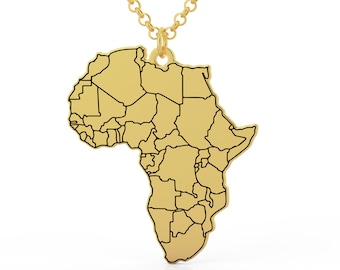 Africa Map Charm, Africa country necklace, Africa Country Map, Africa Jewelry, Africa Gift, Africa necklace for women, Africa Gold Necklace