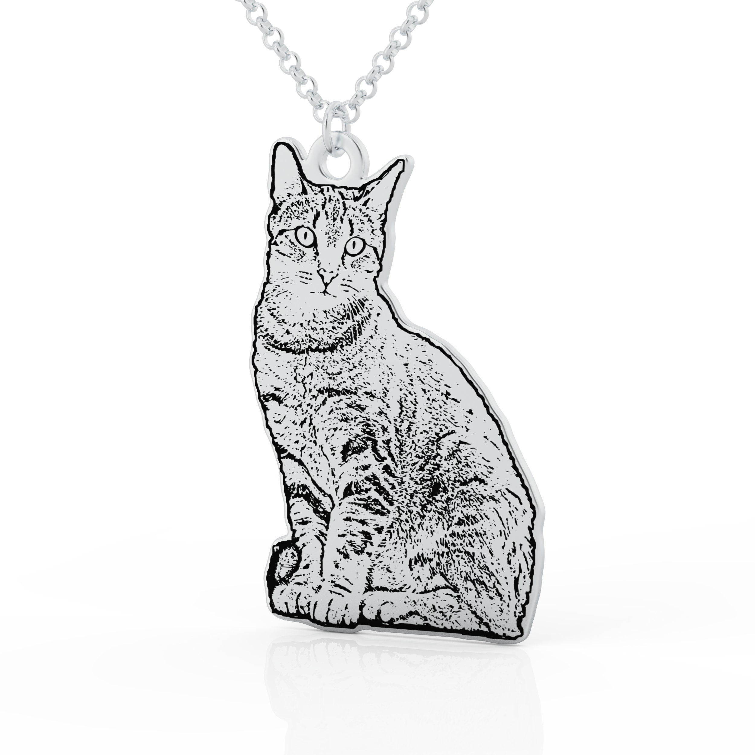 Custom Cat Necklace Your Pet Photo Necklace Pet Portrait Etsy