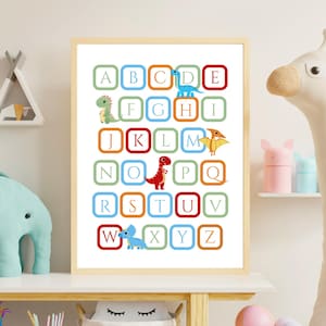 Dinosaur Alphabet Poster: Educational Wall Art for Kids (Digital Download)