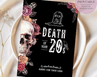 Tarjeta de cumpleaños número 30 IMPRIMIBLE divertida, RIPs humor negro de los años 20 Tarjeta de fiesta de cumpleaños fúnebre para ella o para él, muerte de la juventud - DESCARGA DIGITAL