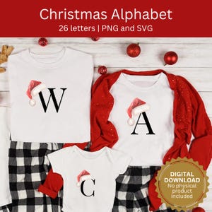 Lettere alfabetiche natalizie, DOWNLOAD DIGITALE png sublimatico avvolge lettere natalizie monogramma lettere SVG bundle inverno svg e png