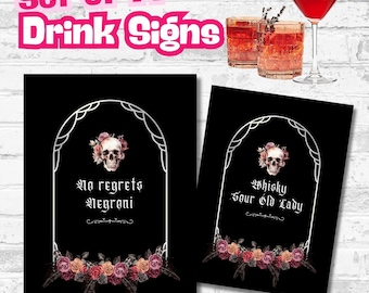 Drink Signs RIP Youth PRINTABLE - Set of 14 rip 20s party decorations, death of her twenties funeral theme birthday sign
