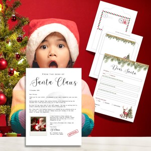 Carta personal a Papá Noel PLANTILLA IMPRIMIBLE Descarga instantánea Cartas navideñas de Papá Noel y carta a Papá Noel editables con un lindo sobre