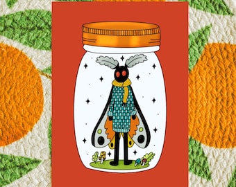 moth man in a jar art print